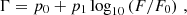 $$ \Gamma = p_{0} + p_{1} \log _{10} \left (F/F_0\right )\,, $$