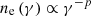 $ n_{{\textrm {e}}}\left (\gamma \right ) \propto \gamma ^{-p} $