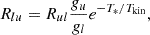 $$ \begin{aligned} R_{lu} = R_{ul} \frac{g_u}{g_l} e^{-T_* / T_{\rm kin}}, \, \end{aligned} $$