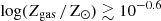 $ \mathrm{log} (Z_{\mathrm{gas}} \, / \, \rm Z_{\odot}) \gtrsim 10^{-0.6} $