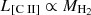 $ L_{[\mathrm{C}{\small { {\text{ II}}}}]} \propto M_{\mathrm{H_2}} $