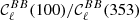 $ {\cal {{C}}}_\ell ^{BB}(100)/{\cal {{C}}}_\ell ^{BB}(353) $