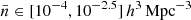 $ \bar{n} \in [10^{-4}, 10^{-2.5}]\,h^{3}\,\mathrm{Mpc}^{-3} $