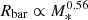 $ R_{\mathrm{bar}} \propto M_{*}^{0.56} $