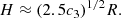 $$ \begin{aligned} H\approx (2.5c_3)^{1/2} R. \end{aligned} $$