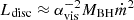 $ L_\mathrm{{disc}} \approx \alpha_\mathrm{{vis}}^{-2}M_\mathrm{{BH}}\dot{m}^2 $