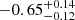 $ -0.65^{+0.14}_{-0.12} $