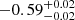 $ -0.59^{+0.02}_{-0.02} $
