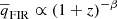 $ \overline{q}_{\mathrm{FIR}}\propto (1+z)^{-\beta} $