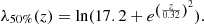 $$ \begin{aligned} \lambda _{50\%}(z) = \ln (17.2 + e^{\left( \frac{z}{0.32} \right)^{2}}) .\end{aligned} $$