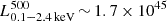 $ L_\mathrm{0.1{-}2.4\,keV}^{\mathrm{500}}\,{\sim}\,1.7 \times 10^{45} $