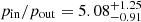 $ p_{\mathrm{in}}/p_{\mathrm{out}} = 5.08^{+1.25}_{-0.91} $
