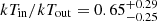 $ kT_{\mathrm{in}}/kT_{\mathrm{out}} = 0.65^{+0.29}_{-0.25} $