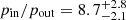 $ p_{\mathrm{in}}/p_{\mathrm{out}} = 8.7^{+2.8}_{-2.1} $