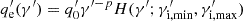 $ q^{\prime}_{\rm e}(\gamma^{\prime})=q_{\rm 0}^{\prime}\gamma ^{\prime -p} H(\gamma^{\prime};\gamma ^{\prime}_{\rm i, min},\gamma _{\rm i, max}^{\prime}) $