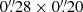 $ 0{{\overset{\prime\prime}{.}}}28\times 0{{\overset{\prime\prime}{.}}}20 $