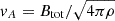 $ \varv_A=B_{\mathrm{tot}}/\sqrt{4\pi \rho} $