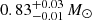 $ 0.83^{+0.03}_{-0.01}\,M_{\odot} $