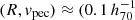 $ (R, v_{\mathrm{pec}}) \approx (0.1\,h_{70}^{-1}\, $