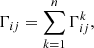 $$ \begin{aligned} \Gamma _{ij} = \sum _{k = 1}^{n}\Gamma _{ij}^k, \end{aligned} $$