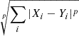 $ \sqrt[p]{\sum_{i}|X_i-Y_i|^p} $