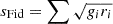 $ s_{\text{Fid}}=\sum\sqrt{g_i r_i} $
