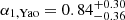 $ {\mathrm {\alpha _{1,Yao} = 0.84^{+0.30}_{-0.36}}} $