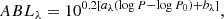 $$ \begin{aligned} ABL_{\lambda } = 10^{0.2[a_{\lambda }(\log P - \log P_0) + b_{\lambda }]}, \end{aligned} $$