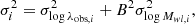$$ \begin{aligned} \sigma _i^2 = \sigma _{\log \lambda _{\mathrm{obs} ,i}}^2 + B^2 \sigma _{\log M_{wl,i}}^2, \end{aligned} $$
