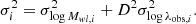 $$ \begin{aligned} \sigma _i^2 = \sigma _{\log M_{wl,i}}^2 + D^2 \sigma _{\log \lambda _{\mathrm{obs} ,i}}^2. \end{aligned} $$