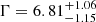 $ \Gamma = 6.81^{+1.06}_{-1.15} $