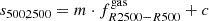 $ s_{500,2500}= m \cdot f^{\mathrm{gas}}_{R2500-R500} + c $