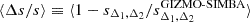 $ \langle \Delta{s}/s\rangle\equiv\langle 1-s_{\Delta_1,\Delta_2}/s^{{\small { {\text{GIZMO-SIMBA}}}}}_{\Delta_1,\Delta_2} \rangle $