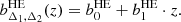 $$ \begin{aligned} b^\mathrm{HE}_{\Delta _1,\Delta _2} (z) = b^\mathrm{HE}_0 + b^\mathrm{HE}_1\cdot z. \end{aligned} $$
