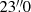 $ 23{{\overset{\prime\prime}{.}}}0 $