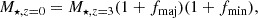 $$ \begin{aligned} {M_{\star ,z=0}}={M_{\star ,z=3}}(1+{f_{\rm maj}})(1+{f_{\rm min}}), \end{aligned} $$
