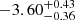 $ -3.60^{+0.43}_{-0.36} $