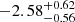 $ -2.58^{+0.62}_{-0.56} $