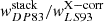 $ \mathit{w}^{\mathrm{stack}}_{DP83}/\mathit{w}^{\mathrm{X-corr}}_{LS93} $