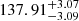 $ 137.91^{+3.07}_{-3.09} $