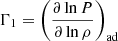 $ \Gamma_1 = \left(\frac{\partial\ln P}{\partial\ln \rho}\right)_{\mathrm{ad}} $