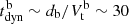 $ t_{\mathrm{dyn}}^{\mathrm{b}}\sim d_{\mathrm{b}}/V_{\mathrm{t}}^{\mathrm{b}}\sim 30 $
