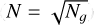 $\left( {N = \sqrt {{N_g}} } \right)$