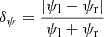$ \delta_\psi = \frac{|\psi_\text{l} - \psi_\text{r}|}{\psi_\text{l} + \psi_\text{r}} $