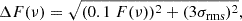 $$ \begin{aligned} \Delta F(\nu ) = \sqrt{(0.1 \ F(\nu ))^2 + (3\sigma _{\rm rms})^2} ,\end{aligned} $$