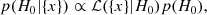 $$ \begin{aligned} p(H_0|\{x\}) \propto \mathcal{L} (\{x\}|H_0) p(H_0), \end{aligned} $$