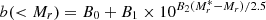 $$ b(\lt M_r) = B_0 + B_1 \times 10^{B_2(M^*_r-M_r)/2.5} $$