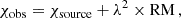 $$ \begin{aligned} \chi _{\mathrm{obs} } = \chi _{\mathrm{source} } + \lambda ^2 \times \mathrm{RM} \,, \end{aligned} $$