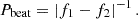 $$ P_\mathrm {beat}= \left |f_1-f_2\right |^{-1}. $$