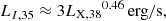 $$ L_{I,35} \approx 3 {L_{\mathrm {X,38}}}^{0.46}\, {\mathrm {erg/s}}, $$